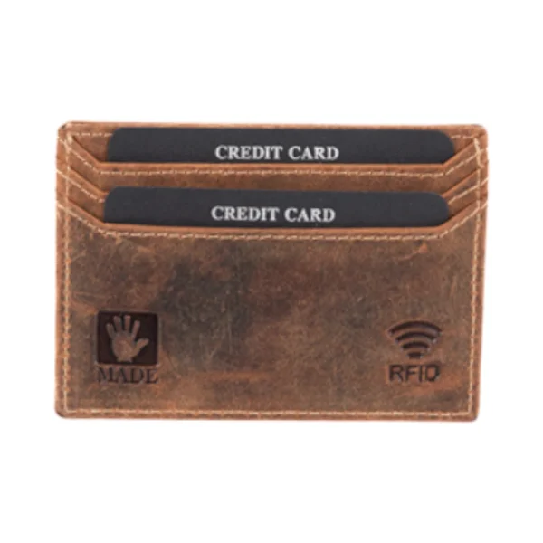 Fetiche Leather Δερμάτινο Ανδρικό Πορτοφόλι Καρτών με RFID Καφέ