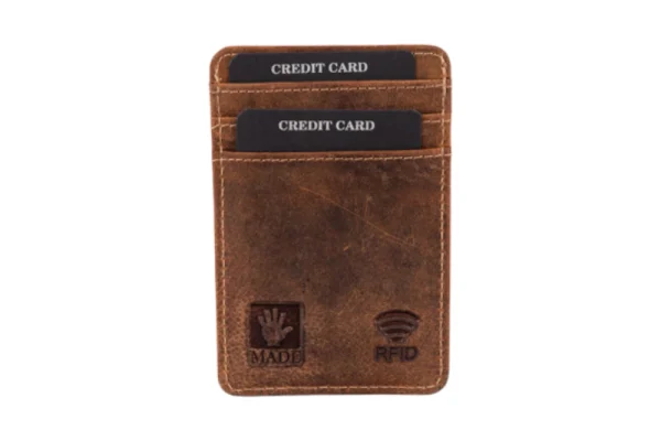 Fetiche Leather Δερμάτινο Ανδρικό Πορτοφόλι Καρτών με RFID Καφέ