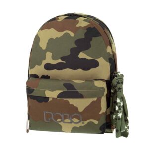 Polo Original Double Scarf Σχολική Τσάντα Πλάτης Γυμνασίου - Λυκείου Camo με Θήκη για Παγούρι 27lt
