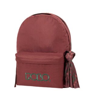Polo Original Double Scarf Σχολική Τσάντα Πλάτης Γυμνασίου - Λυκείου Bordeaux/Kaitoke Green 27lt