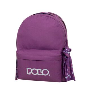 Polo Original Double Scarf Σχολική Τσάντα Πλάτης Γυμνασίου - Λυκείου Violet/Light Cyan 27lt