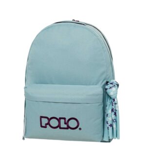 Polo Original Double Scarf Σχολική Τσάντα Πλάτης Γυμνασίου - Λυκείου Air Blue/Purple 27lt