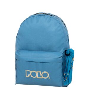 Polo Original Double Scarf Σχολική Τσάντα Πλάτης Γυμνασίου - Λυκείου Raf/Light Grey 27lt