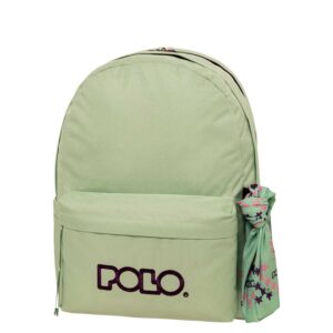 Polo Original Double Scarf Σχολική Τσάντα Πλάτης Γυμνασίου - Λυκείου Mint/Purple 27lt