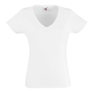 Γυναικείο T-shirt v-neck Λευκό Fruit of the Loom