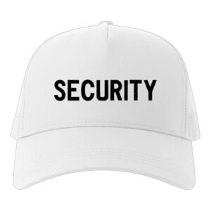 Καπέλο Trucker Λεύκο κεντημένο security με Μαύρη κλωστή