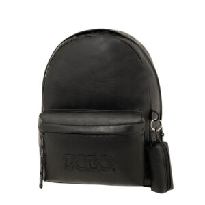 Polo Gecko Σχολική Τσάντα Πλάτης Γυμνασίου - Λυκείου με Θήκη για Παγούρι Reptile Black